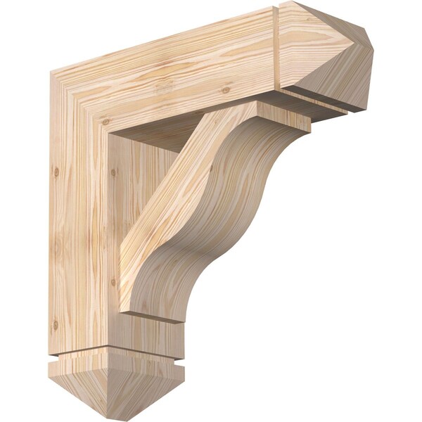 Ekena Millwork Funston Arts and Crafts Smooth Bracket w/ Offset Brace, Douglas Fir, 7 1/2"W x 24"D x 24"H BKT0806X24X24FST03SDF - main